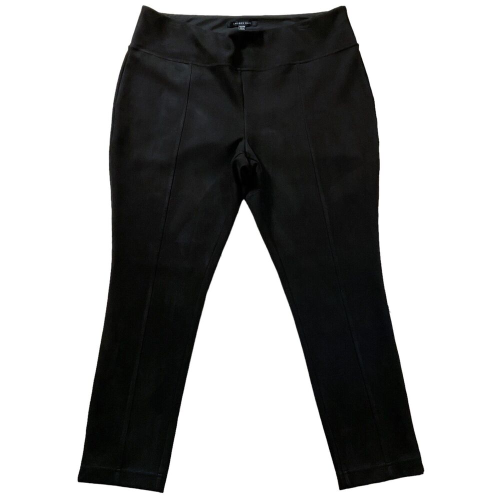 Andrew Marc Womens Pants size 2X Black Pull On Stretch Faux Suede Ankle x29"insm